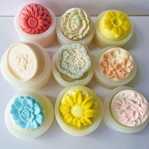 Round Flower Soap Silicone Mold,Flower Lotion Bar Mold,Homemade Soap Loaf Mold,Bath Bombs Mold,Flower Candles Making Mold 250184