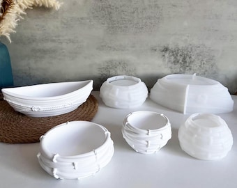 Boat Candle Cup Silicone Mold,Concrete Plaster Flower Pot Mold,Epoxy Resin Storage Box Mold,Trinket Box Silicon Mold 222191