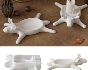 Stampo in silicone a forma di toro, stampo in silicone per vassoio portagioie in gesso, stampo in silicone per vassoio in resina epossidica, stampo per piatti in resina, stampo per vassoio portagioie 221607