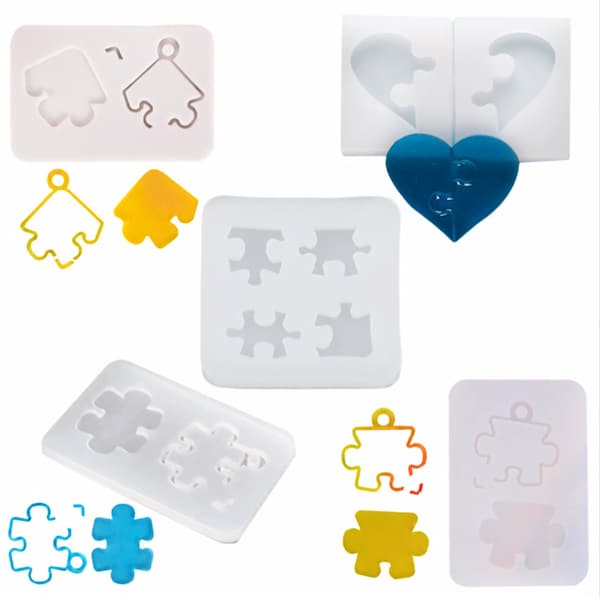 Puzzle Pendant Silicone Mold,Epoxy Resin Puzzle Earring Mold,UV Resin Charm Mold,Jewelry Silicon Mold,Necklace Resin Mold 212599