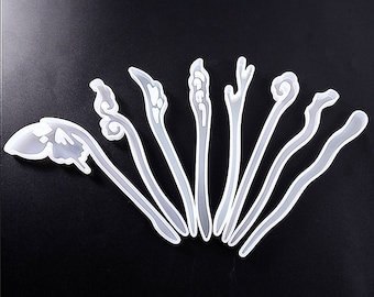 8 Styles Hairpin Silicone Mold,Creative Resin Hairpin Mold,Tree Branch Hair Pin Mold,Hair Accessories Mold,DIY Jewelry Supplies 212143