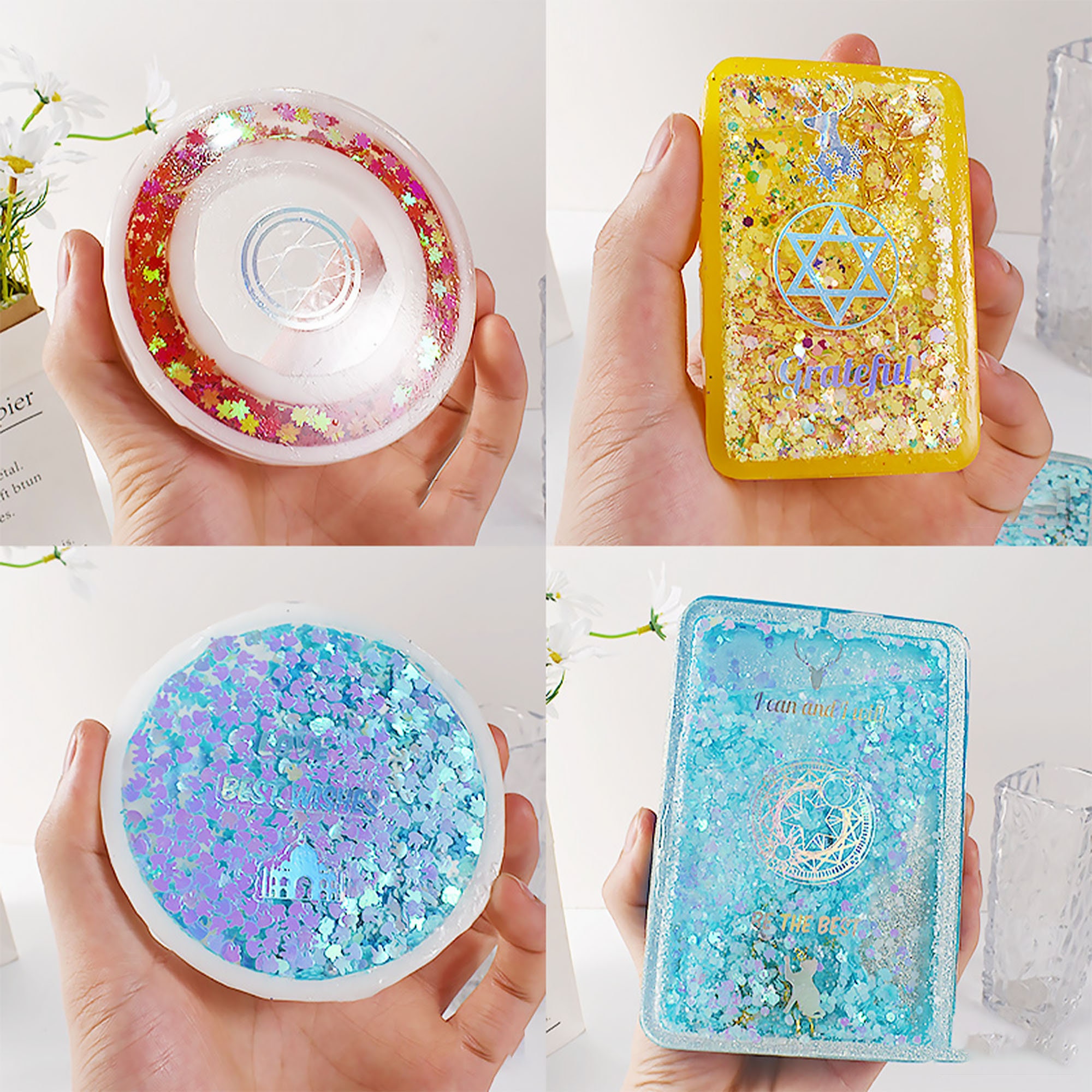 Kawaii Star Mirror Silicone Mold with Round Mirror, Epoxy Resin Craft, MiniatureSweet, Kawaii Resin Crafts, Decoden Cabochons Supplies