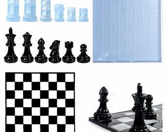 Schachbrettform, Silikonform International Schach,Schachbrettform,Schachbrett Silikonform,Schachspiel 3D,Schachspielform 240106