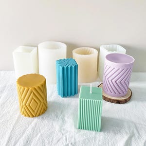 Pillar Candles Silicone Mold,Scented Candles Making Mold,Concrete Plaster Pillar Mold,Geometric Wax Candles Silicon Mold,Soap Mold 231826