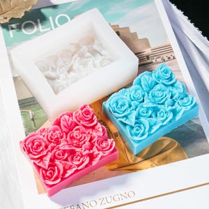 Molde de silicona para velas de rosas, molde para jabón hecho a mano con flores, molde para hacer velas de cera, molde para rosas de yeso de hormigón, molde de silicona para barra de loción 250329