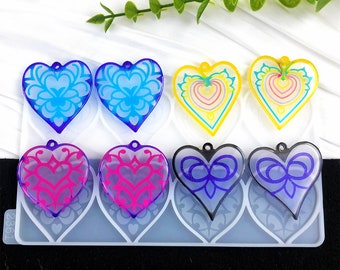 Heart Pendant Silicone Mold,Epoxy Resin Heart Earring Mold,UV Resin Charm Mold,Keychain Resin Mold,Jewelry Earring Silicon Mold 212648