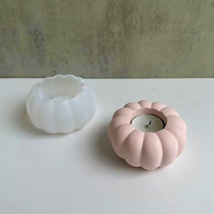 Halloween Pumpkin Candle Holder Mold,Concrete Plaster Candlestick Mold,Resin Pumpkin Candle Stick Mold,Epoxy Resin Craft Mold 240305