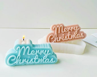 Merry Christmas Candle Silicone Mold,Wax Candle Making Mold,Concrete Plaster Christmas Mold,Soap Silicon Mold,Epoxy Resin Mold 231394