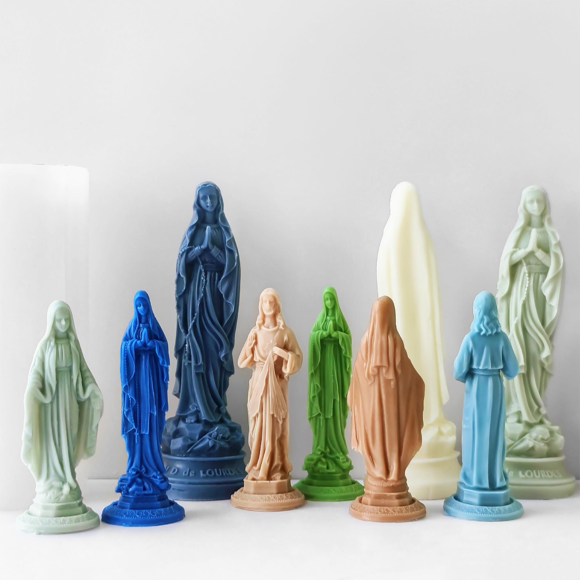 4 Styles Virgin Mary Statue Candle Silicone Mold,concrete Plaster