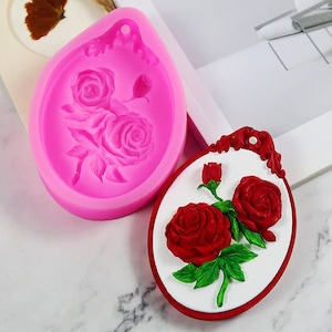 Rose Plaster Listing Mold,Epoxy Resin Rose Mold,Concrete Plaster Flower Pendant Mold,Flower Wax Piece Aromatherapy Mold 231103