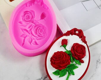 シリコンモールド 3D ローズフラワー 6.5 cm (2.55 インチ) 石膏樹脂