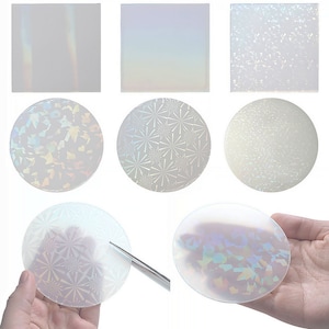 Holographic Silicone Mats,6 Styles Glitter Transfer Shiny Silicone Sheet,Holographic flake For DIY Crafts and Projects 290024