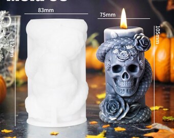 Moule à Bougie En Silicone – Moule En Résine Pour Halloween, Motif Tête De Mort, Citrouille, Chauve-souris, Toile D'araignée, Fantôme, Cercueil, Argile, Grand Moule En Résine Pour La Fabrication De