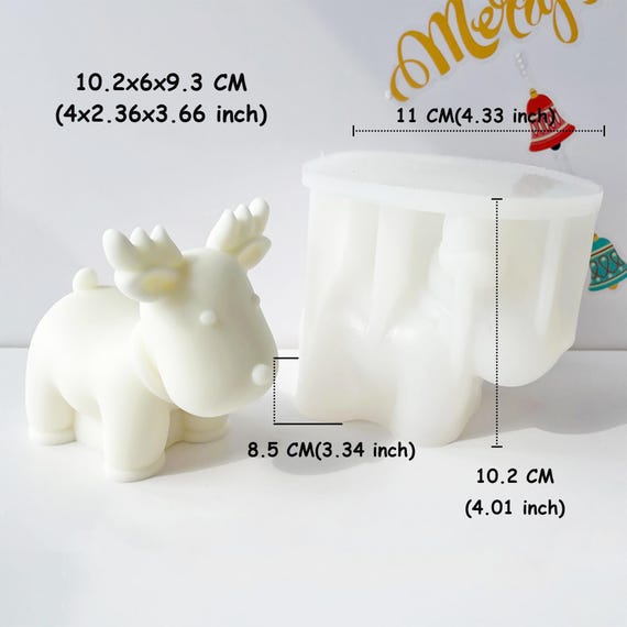 Stampo In Silicone Per Natale A Forma Di Alce - 13,5x12,3 Cm, Per Gesso, Resina, Candele, Sapone - Stampo Fai Da Te Con Casa, Alberi, Stelle E Anelli