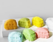 4 Stampini In Silicone Per Candele A Forma Di Bus - Stampo Per Gesso, Sapone E Resina, Idea Fai Da Te - 4