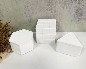 Geometric Storage Box Silicone Mold,Concrete Plaster Trinket Box Mold,Epoxy Resin Box Mold,Cube,Hexagon,Triangle Storage Box Mold 223315