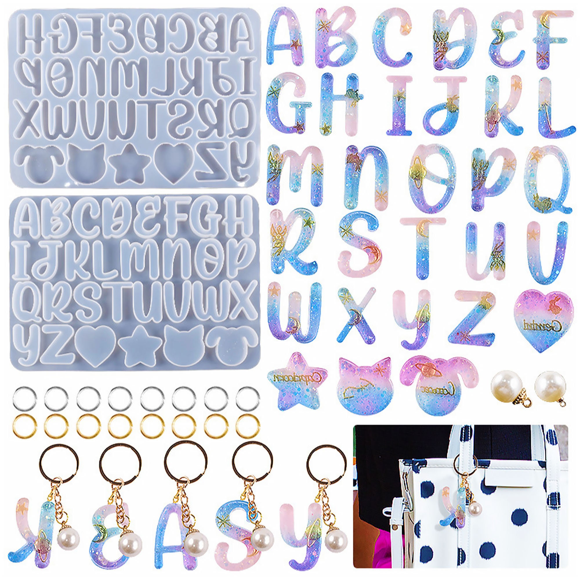 Alphabet Silicone Resin Mold Letter & Number Casting Molds for Earring  Jewelry Accessories Sugar Craft Cake Mould with Built in Hole Enabler  Christmas & New Year