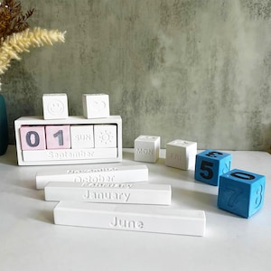 Calendar Silicone Mold,Concrete Plaster Emotion Weather Calendar Mold,Epoxy Resin Date Decoration Mold,Christmas Ornament Mold 240625
