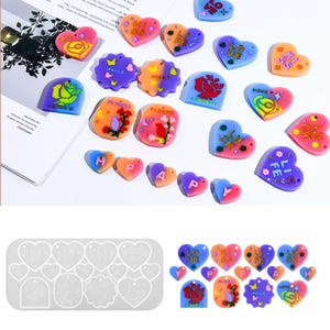 Heart Letter Pendant Silicone Mold,Epoxy Resin Charm Mold,UV Resin Key Chain Mold,Heart Earring Silicon Mold 212831