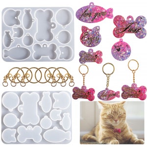 Bone Pet Tag Pendant Silicone Mold,Dog Tag,Cat Tag Pendant Resin Mold,Bone Keychain Resin Mold,Pet Keychain Craft Mold 212142