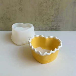 Heart Storage Box Silicone Mold,Concrete Cement Plaster Candle Cup Mold,Epoxy Resin Trinket Box Jewelry Box Mold 223224
