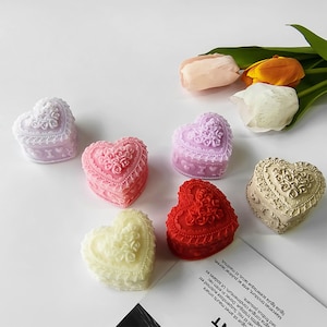Heart Trinket Box Candles Silicone Mold,Love Candles Making Silicon Mold,Concrete Plaster Heart Mold,Epoxy Resin Heart Mold 231877