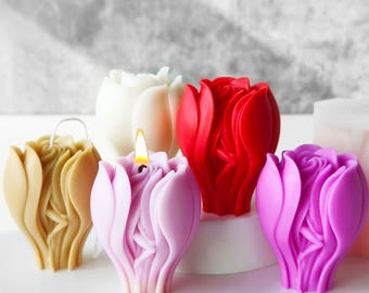 Stampo in silicone per candele di rose, stampo per candele di cera, stampo per fiori in gesso, stampo in silicone per candele di soia 232433