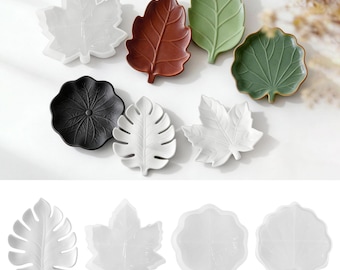 Stampo in silicone per vassoio a forma di foglie di Ginkgo, stampo in resina epossidica per vassoio a forma di foglia di loto, stampo in silicone per vassoio portagioie a forma di foglie di Monstera in gesso e cemento 221604