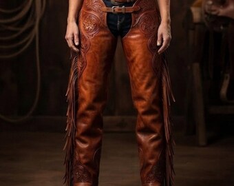 Womens Leather Western Chaps, Handcrafted Cowgirl Rodeo Legwear