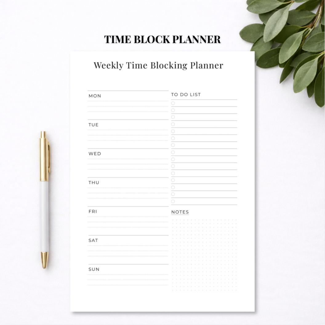 Weekly Time Blocking Planner Printable PDF Minimal Weekly Schedule ...