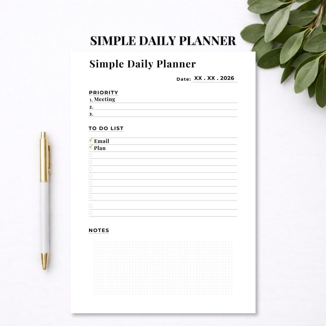 Minimal Daily Planner Printable PDF - Etsy
