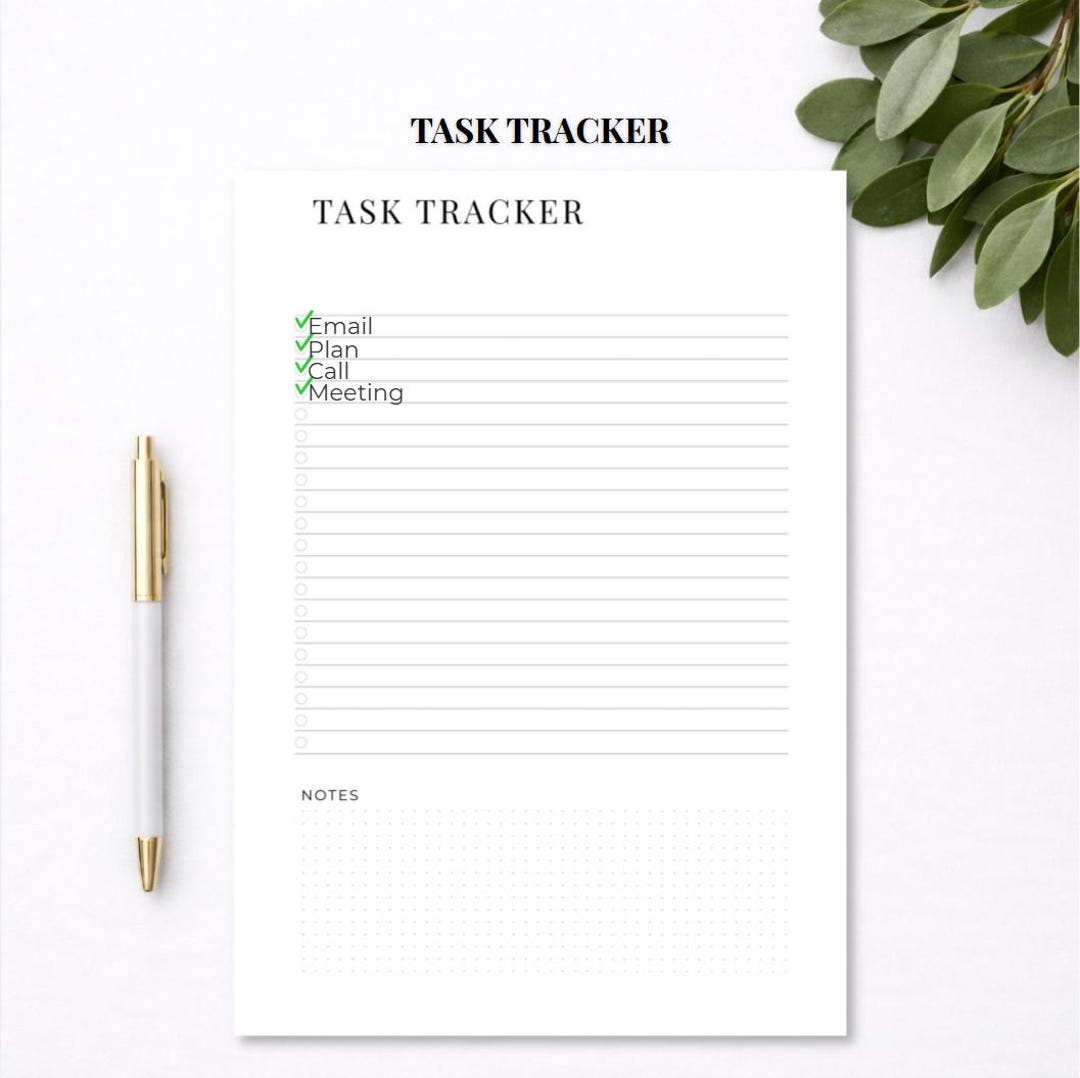 Task Tracker Printable PDF to Do List Task Planner Minimal Template - Etsy