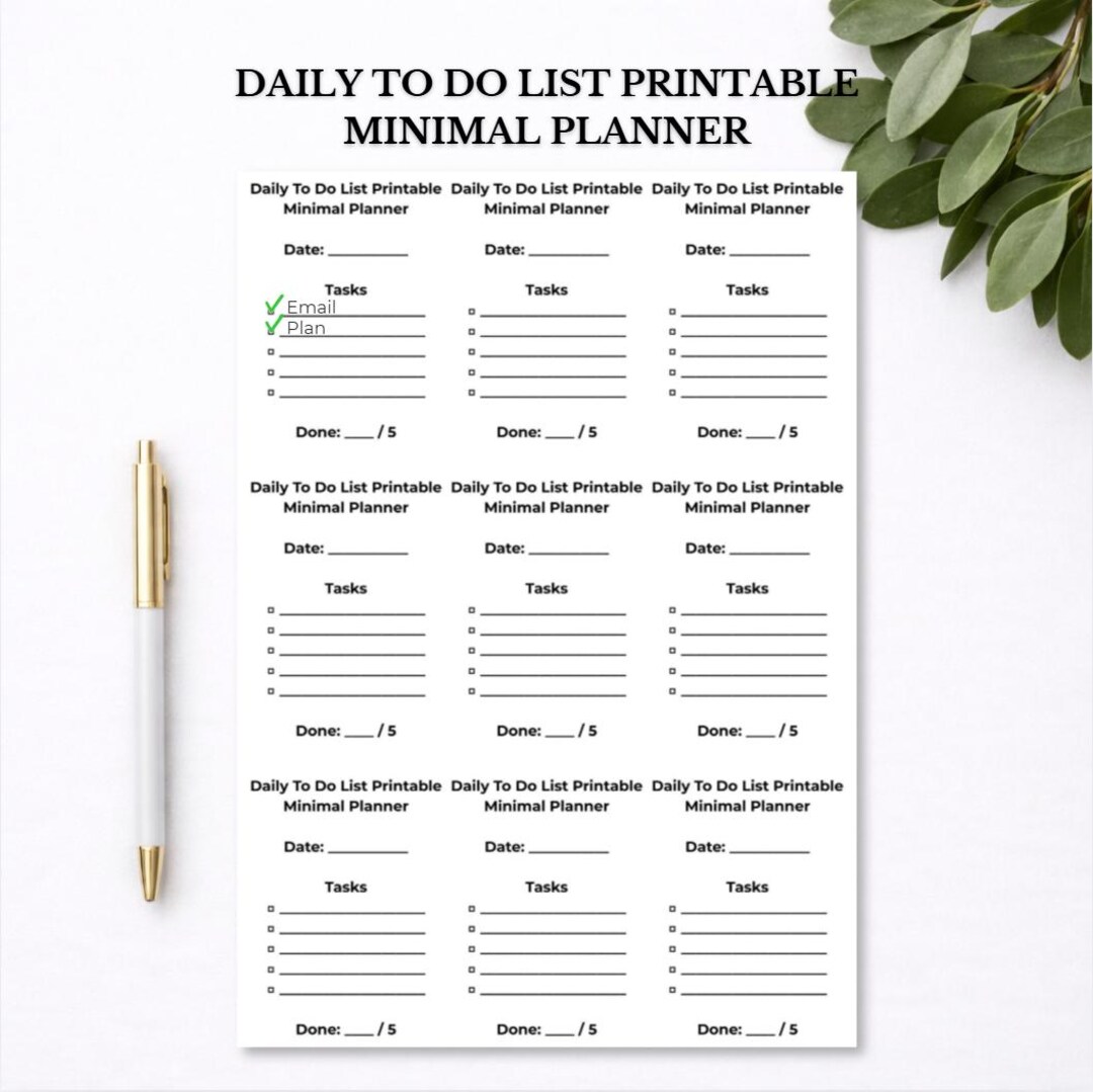 Daily to Do List Printable PDF Minimal Daily Planner Simple Layout - Etsy