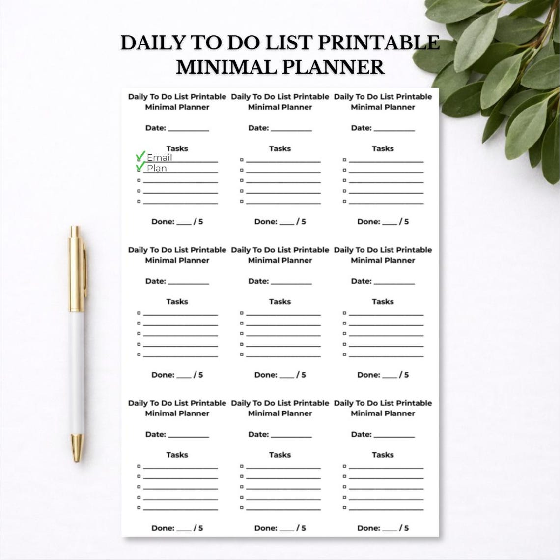 Daily to Do List Printable PDF Minimal Daily Planner Simple Layout - Etsy