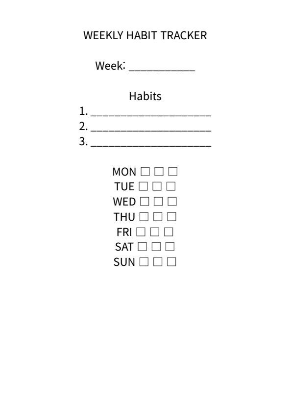 Weekly Habit Tracker Printable for Routine and Consistency Tracking - Etsy