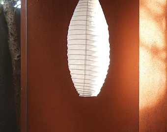YURA Linen Pendant Light, Cocoon Akari Lampshade, Handmade Japandi Wabi Sabi Hanging Lamp, Ambient Lighting for Reading Nook Bedside