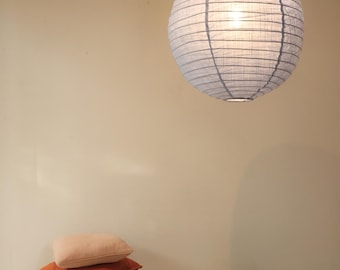 SATORI Linen Lamp Shade | Japandi Wabi Sabi Hanging Lamp Shade, Wabi Sabi Decoration, Lampshade for Coffee Shop, Blue Light Decor
