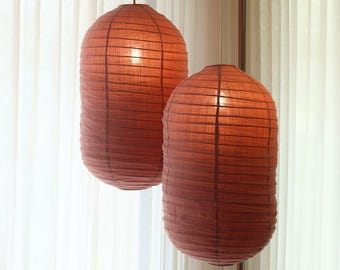 HIKARI Linen Pendant Light, Capsule Akari Lampshade, Handmade Japandi Wabi Sabi Hanging Lamp, Ambient Lighting for Reading Nook Bedside