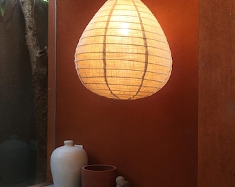 Pantalla de lámpara REIKA de lino color pera, lámpara colgante de ratán natural, decoración escandinava bohemia Japandi Wabi Sabi, estilo granja moderna, decoración rústica.