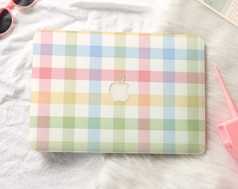 Pastel Plaid Custom Hard Plastic Frosted Laptop Case For 2026 MacBook Air 13 15,Neo A18,MacBook Pro 14 15 16,Ret 13 15,MacBook M5 M4 Cover