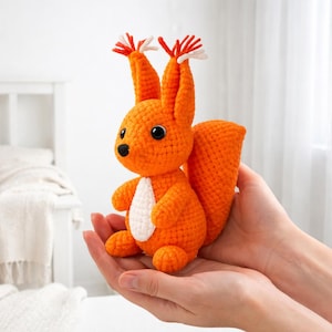 Squirrel Crochet Pattern PDF | Amigurumi Squirrel Plush Toy | Fluffy Tail Crochet Pattern | Woodland Animal Toy | Cute Plush Doll