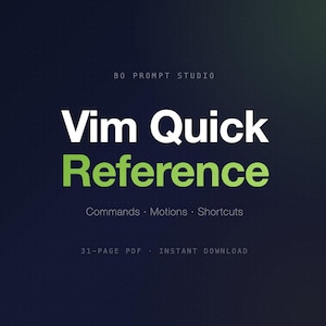 Guide de référence rapide Vim | Commandes, mouvements et raccourcis | Téléchargement instantané