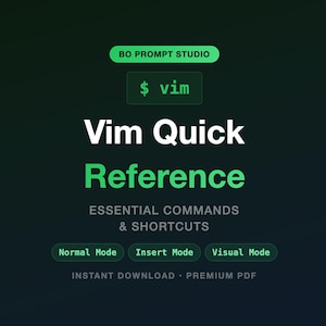 Vim Quick Reference Guide | 15-Page PDF | Essential Commands Cheat Sheet | Developer Sysadmin | Instant Download