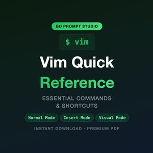 Vim Quick Reference Guide | Essential Commands Cheat Sheet | A4 PDF Instant Download