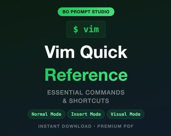 Guía de referencia rápida de Vim / Hoja de trucos de comandos esenciales / PDF A4 (descarga instantánea)