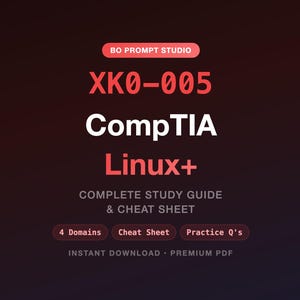 CompTIA Linux+ XK0-005 Study Guide & Cheat Sheet | Exam Prep 2026 | Practice Questions | Digital PDF