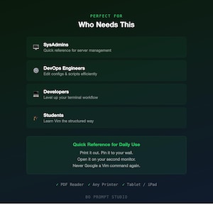 Guía de referencia rápida de Vim / Hoja de trucos de comandos esenciales / PDF A4 (descarga instantánea) imagen 7