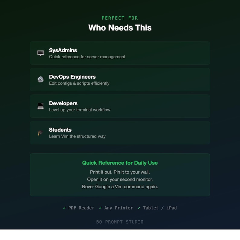 Guía de referencia rápida de Vim / Hoja de trucos de comandos esenciales / PDF A4 (descarga instantánea) imagen 7