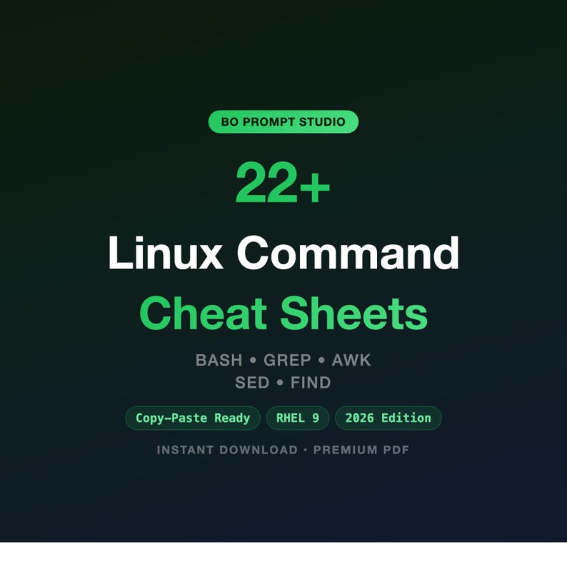Linux Command Cheat Sheet | Bash, AWK, Grep, Sed, Find | Reference Guide (PDF Download) image 1