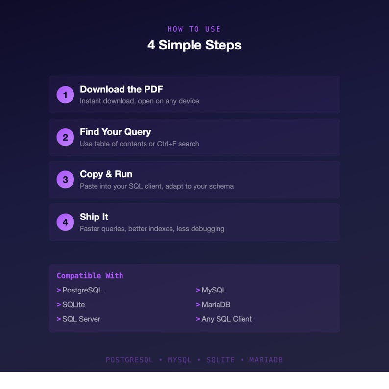 Guida di riferimento rapido SQL / PostgreSQL, MySQL, DBA (PDF di 44 pagine) immagine 7
